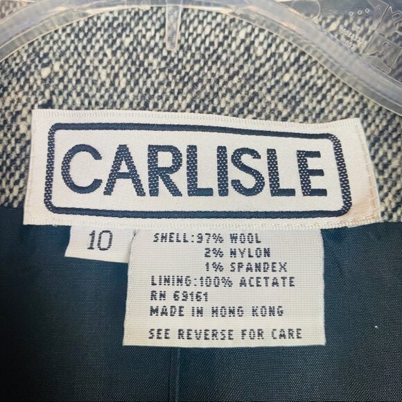 CARLISLE Vintage Wool Blazer Salt 'n' Pepper Tweed Style Jacket Black White 10 - Picture 10 of 12
